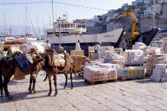 Auf der Insel werden Lasten von Eseln transportiert.